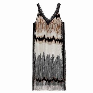 ZARA LANDSCAPE MIDI LACE BOHO TEXTURED MESH FAIRY ETHEREAL ROMANTIC DRESS MEDIUM